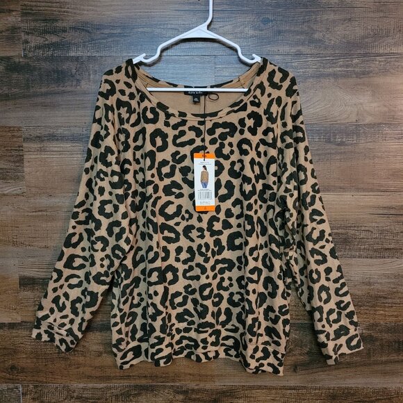 Buffalo David Bitton Jersey Knit Top XXL Cheetah Gold Soft Stretch Knit - Picture 1 of 9